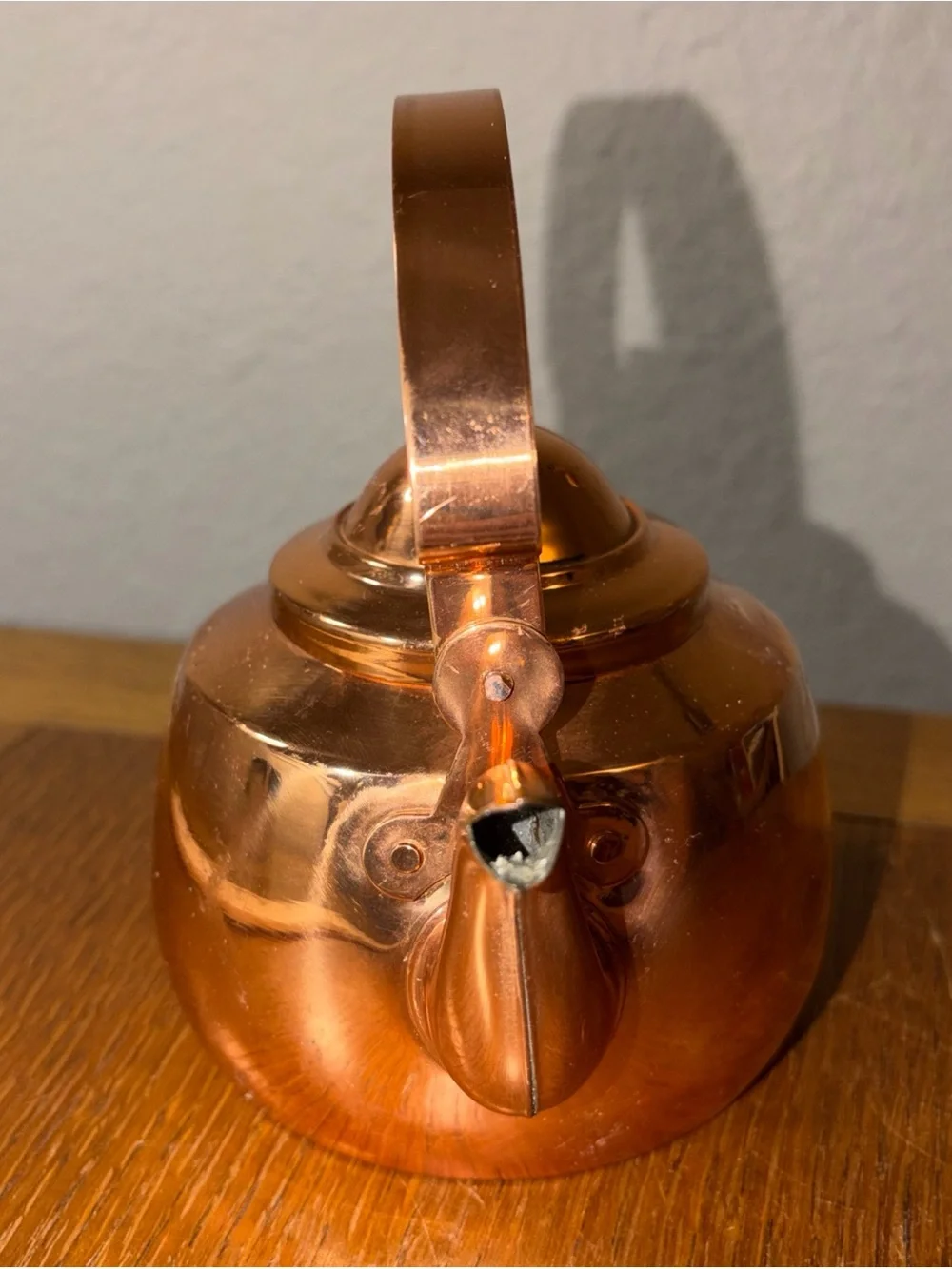 Vintage Solid Copper Tea Kettle Tin Lined 5” Miniature Rustic Farmhouse Decor